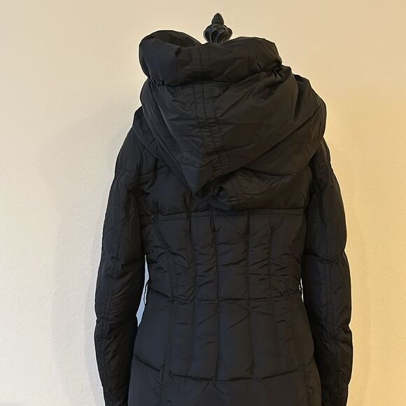 Add Down sz 6 long black Icon 10 hooded zip front coat great preowned condition - Picture 5 of 11